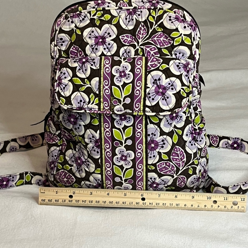 Vera Bradley Discontinued Plum Petal Floral Purple /Green /Black Backpack EUC - Picture 6 of 16